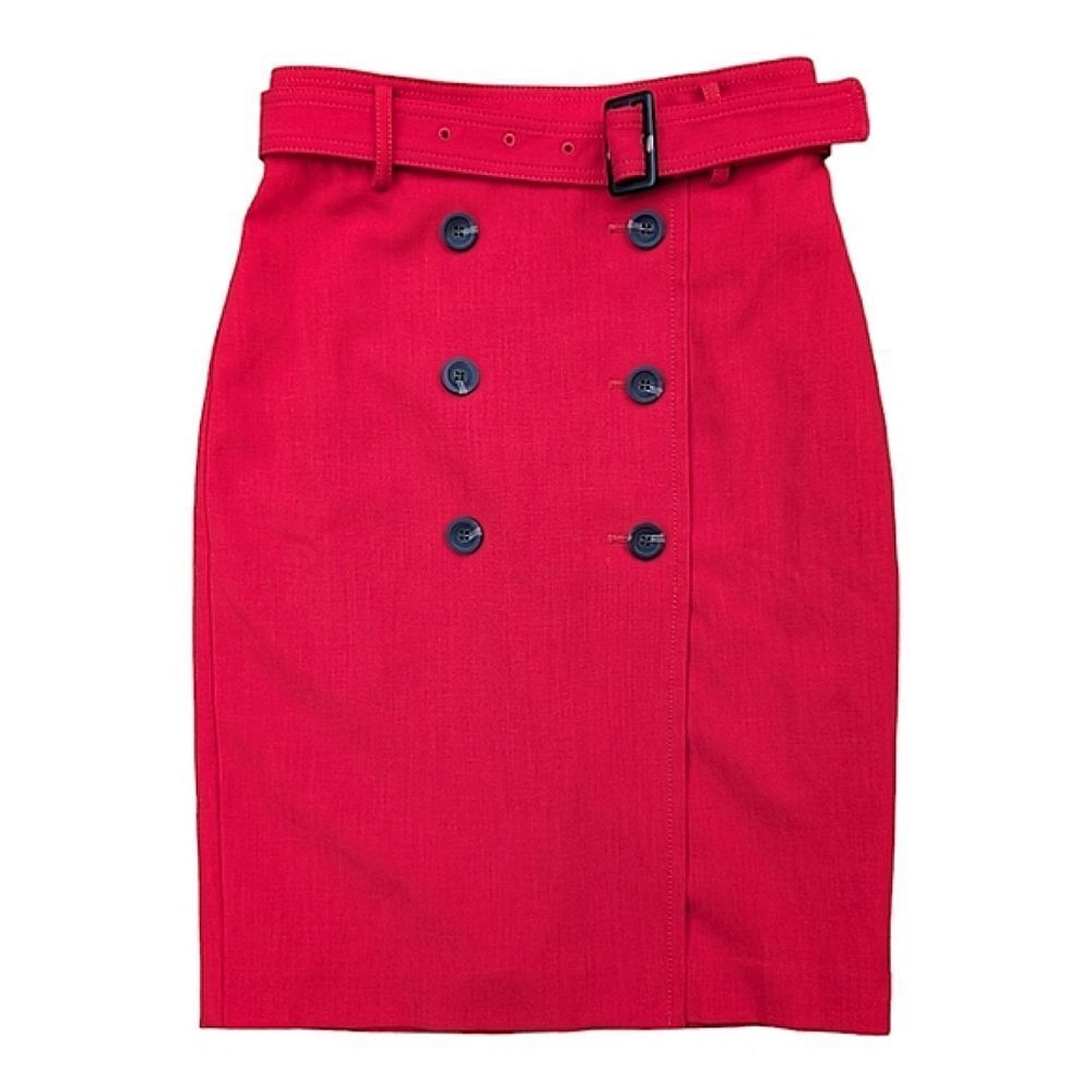 Ann Taylor skirt mod red buttons belt pencil 00p‎
